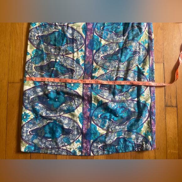 60s Vintage Blue Printed Pull Over Day Dress - Picture 6 of 7